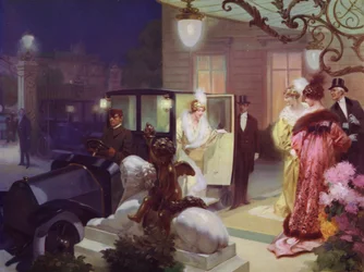Wealthy Lady Arriving for Dinner by Car